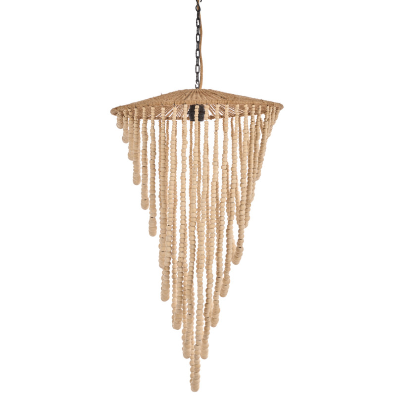 Lustre suspension en perles de bois...