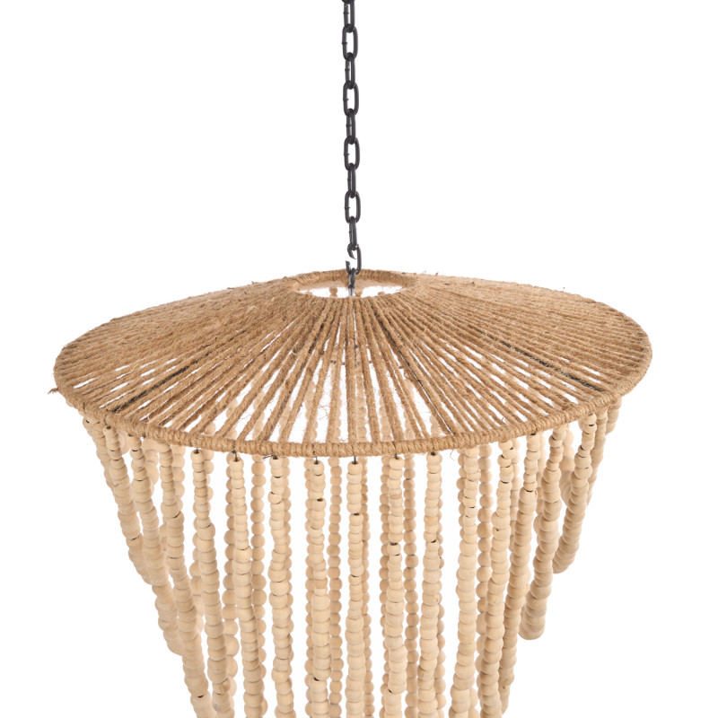 Lustre suspension en perles de bois...