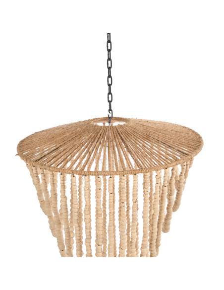 Lustre suspension en perles de bois naturel 80 cm The Wooden Bead
