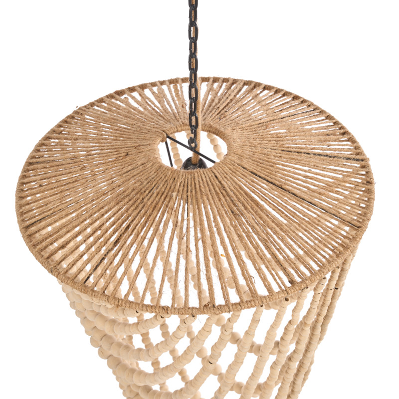 Lustre suspension en perles de bois...