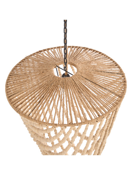 Lustre suspension en perles de bois naturel 80 cm The Wooden Bead
