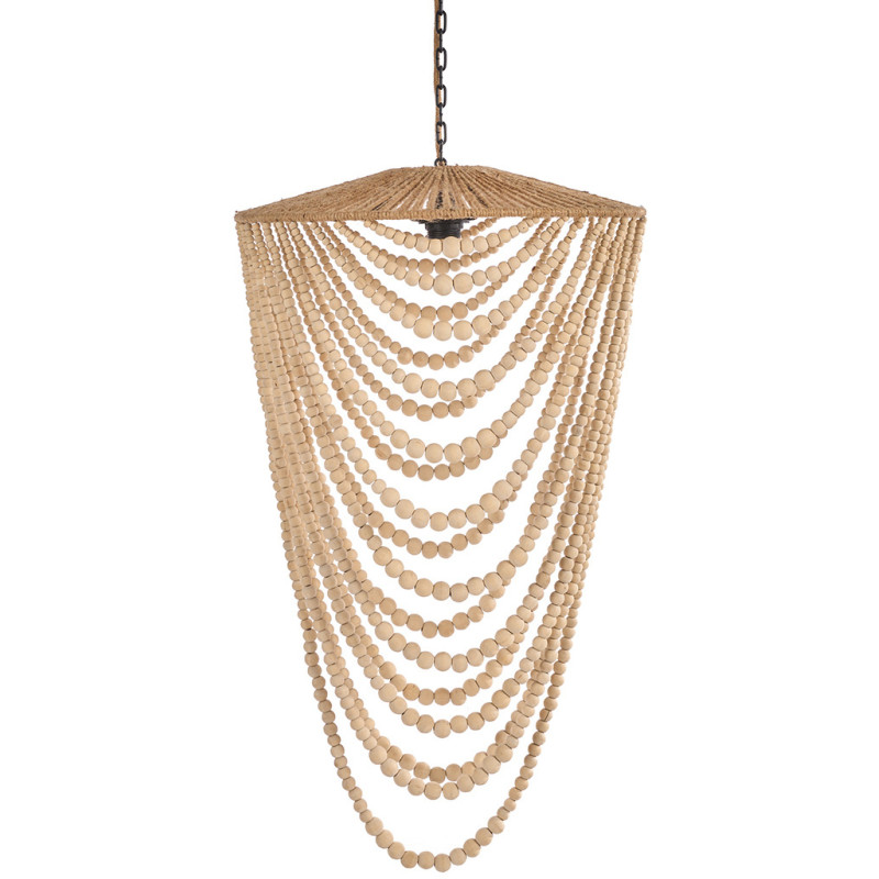 Lustre suspension en perles de bois...