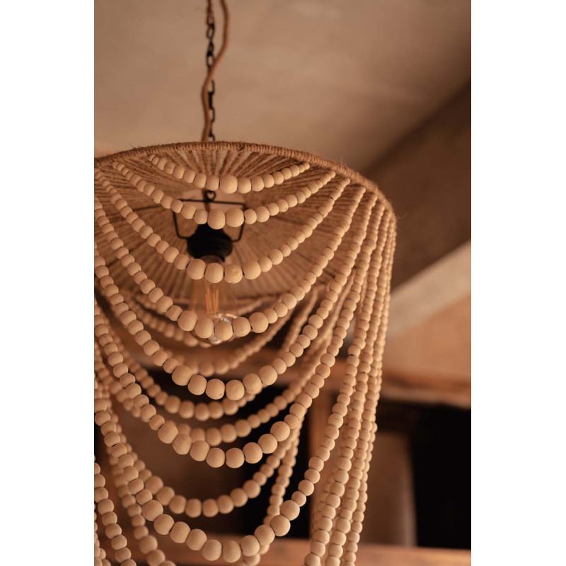 Lustre suspension en perles de bois...