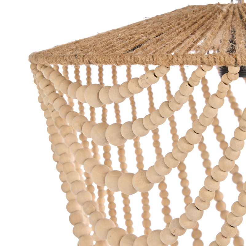 Lustre suspension en perles de bois...