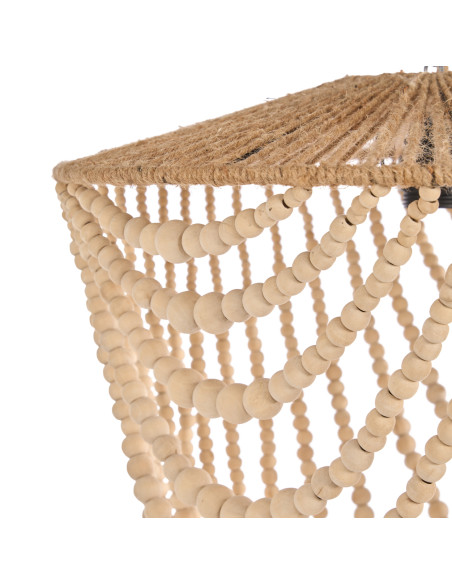 Lustre suspension en perles de bois naturel 80 cm The Wooden Bead