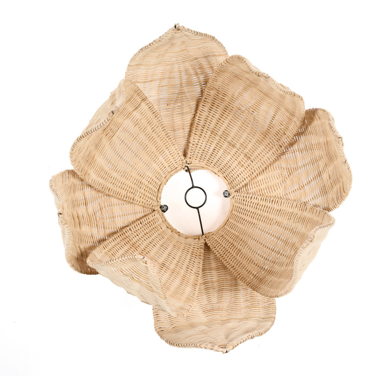 Abat-jour suspension fleur en rotin...