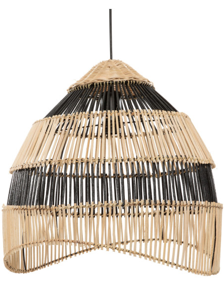 Abat-jour suspension en rotin naturel et noir 45 cm The Striped