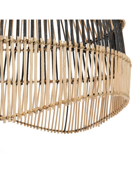 Abat-jour suspension en rotin naturel et noir 45 cm The Striped