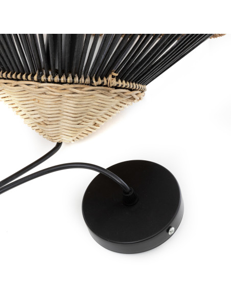 Abat-jour suspension en rotin naturel et noir 45 cm The Striped