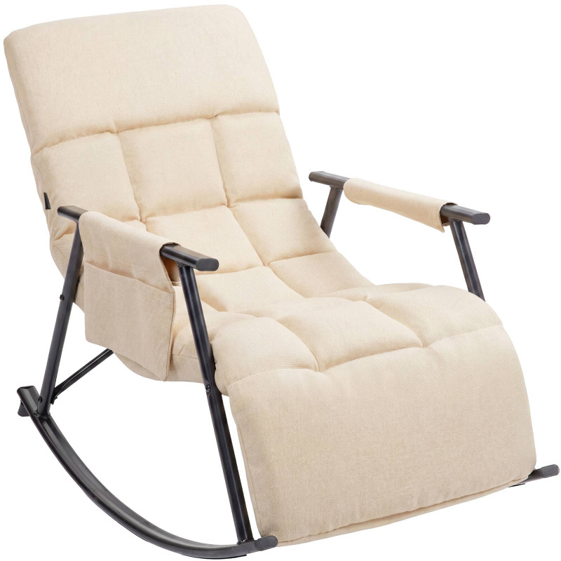 Fauteuil à bascule relax tissu crème...