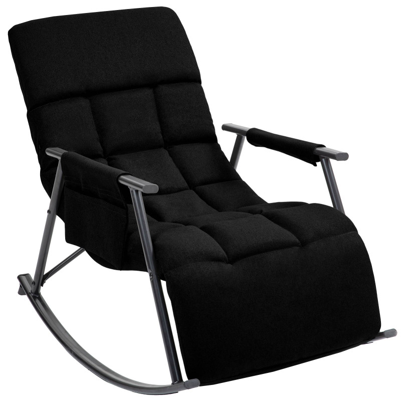 Fauteuil à bascule relax tissu noir...
