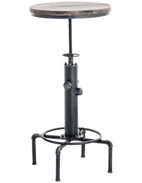 Mange-debout industriel bois et métal argent vieilli 50 cm Bravanne