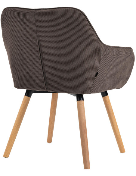 Chaise de salle à manger velours côtelé brun Aubrelle