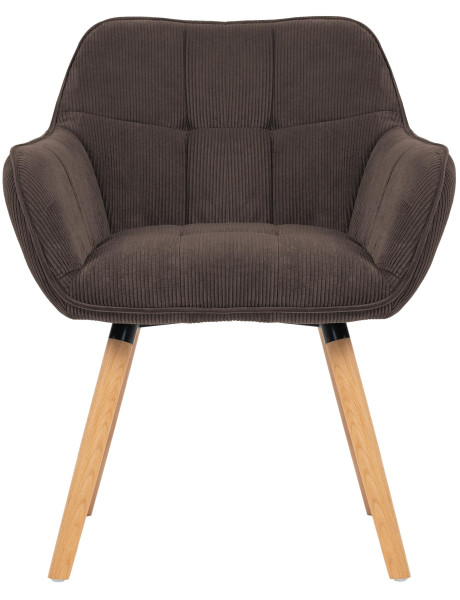 Chaise de salle à manger velours côtelé brun Aubrelle  - 2