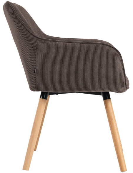 Chaise de salle à manger velours côtelé brun Aubrelle