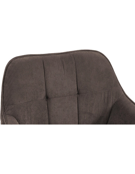 Chaise de salle à manger velours côtelé brun Aubrelle