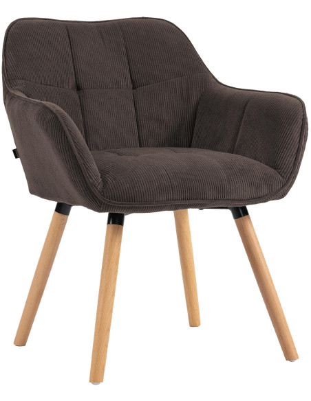 Chaise de salle à manger velours côtelé brun Aubrelle