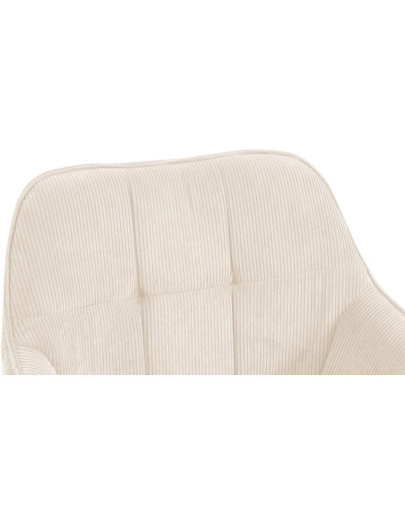 Chaise de salle à manger velours côtelé crème Aubrelle