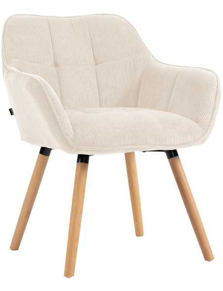 Chaise de salle à manger velours côtelé crème Aubrelle
