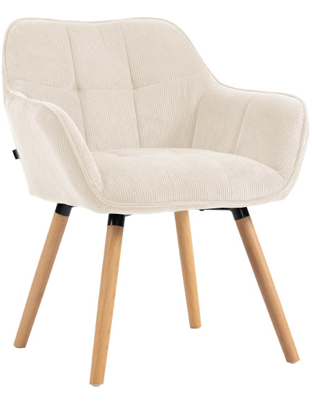 Chaise de salle à manger velours côtelé crème Aubrelle