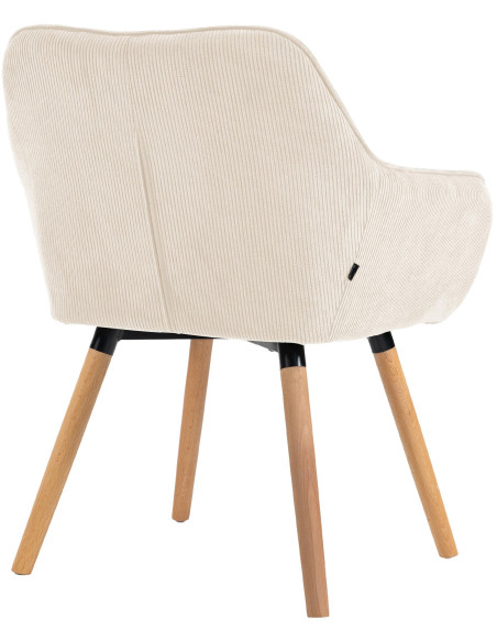 Chaise de salle à manger velours côtelé crème Aubrelle