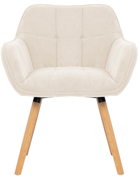 Chaise de salle à manger velours côtelé crème Aubrelle