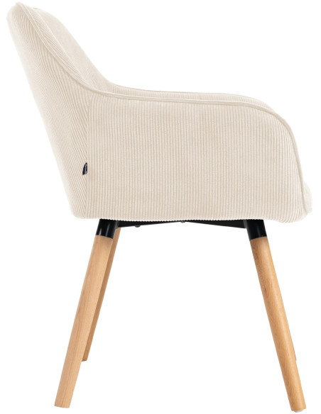 Chaise de salle à manger velours côtelé crème Aubrelle