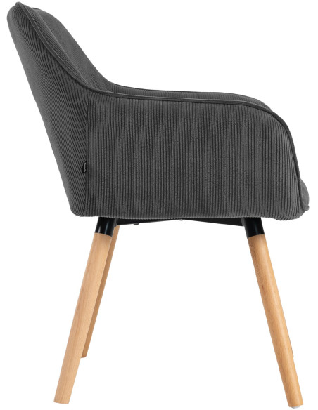 Chaise de salle à manger velours côtelé gris foncé Aubrelle