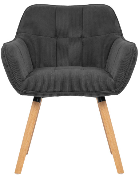 Chaise de salle à manger velours côtelé gris foncé Aubrelle