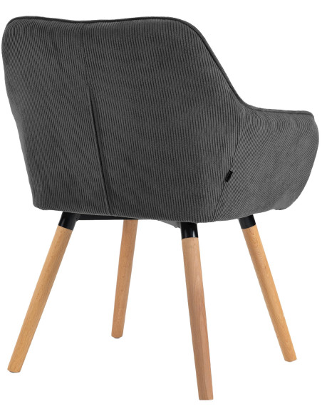 Chaise de salle à manger velours côtelé gris foncé Aubrelle