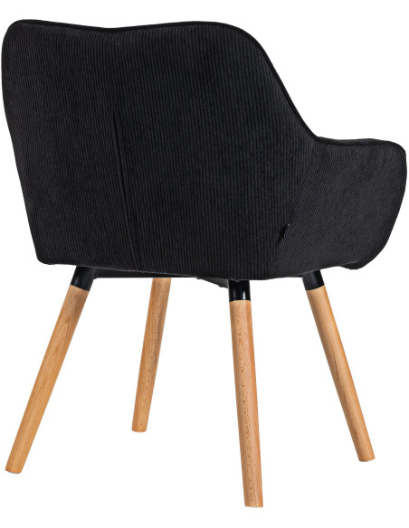 Chaise de salle à manger velours côtelé noir Aubrelle 65 cm