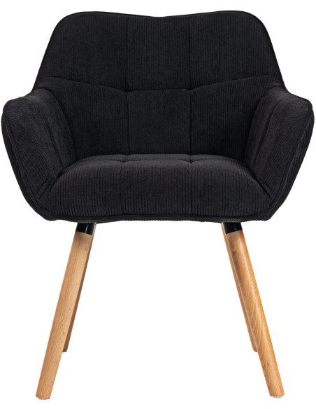 Chaise de salle à manger velours côtelé noir Aubrelle 65 cm