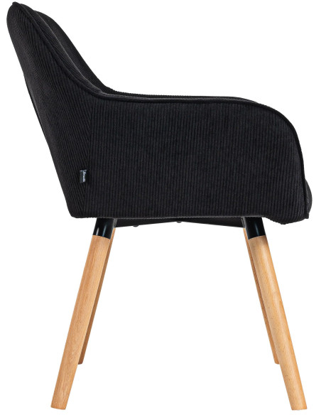 Chaise de salle à manger velours côtelé noir Aubrelle 65 cm