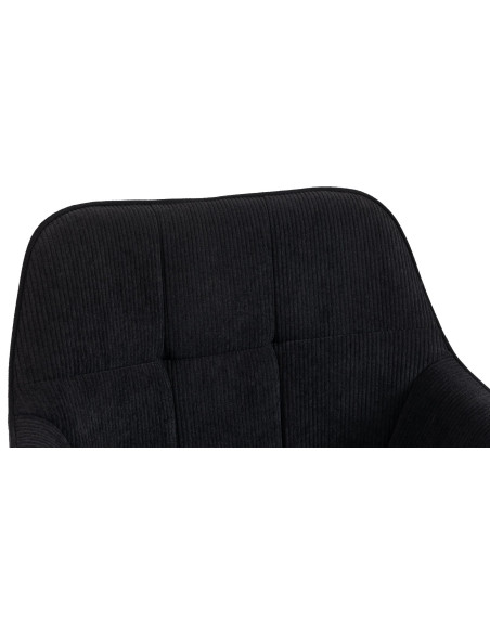 Chaise de salle à manger velours côtelé noir Aubrelle 65 cm