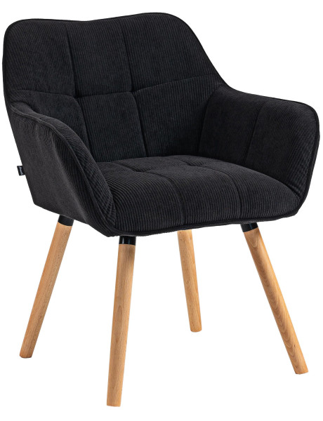 Chaise de salle à manger velours côtelé noir Aubrelle 65 cm