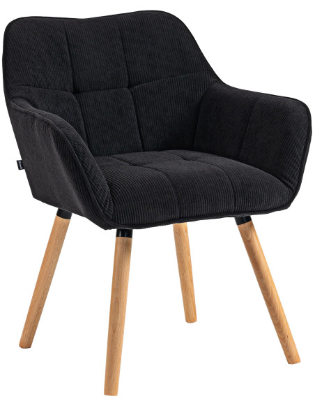Chaise de salle à manger velours côtelé noir Aubrelle 65 cm