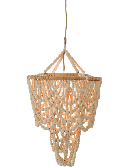 Abat-jour à perles en bois naturel 45 x 45 x 72 cm Liorane