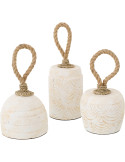Lot de 3 cale-portes blancs en terre cuite et corde 20 x 16 x 40 cm Tavora