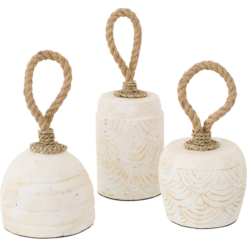 Lot de 3 cale-portes blancs en terre...