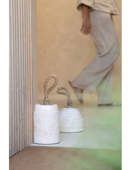 Lot de 3 cale-portes blancs en terre cuite et corde 20 x 16 x 40 cm Tavora