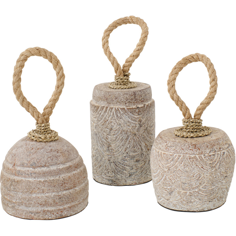 Lot de 3 cale-portes beige en terre...