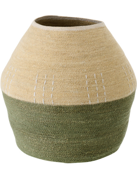 Panier de rangement naturel et vert olive en jonc de mer...