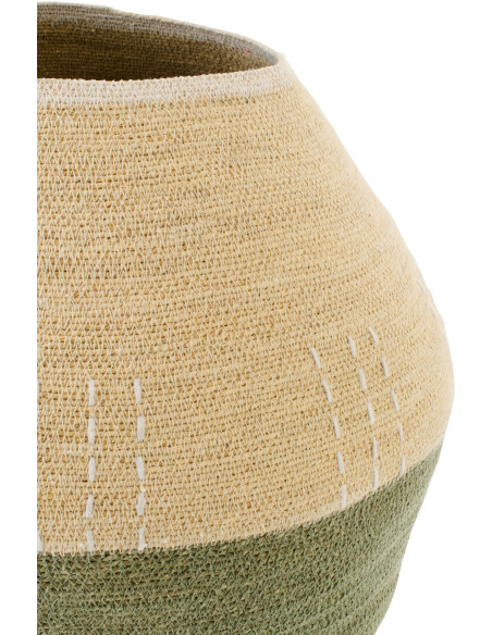 Panier de rangement naturel et vert olive en jonc de mer 48 x 46 cm Veyra