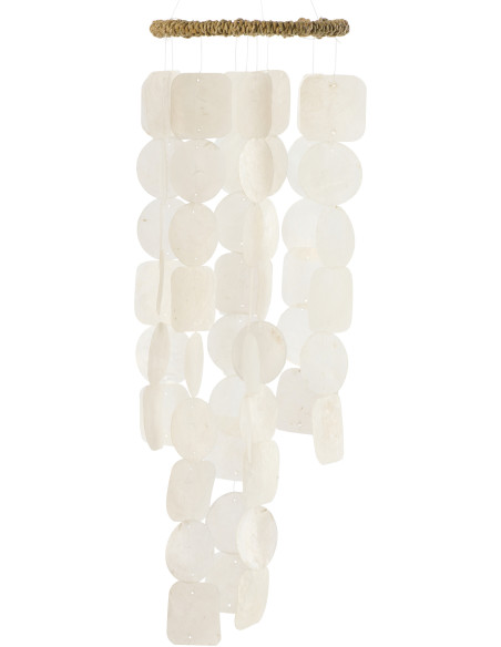 Carillon décoratif blanc en coquillages 15 x 70 cm Lisa
