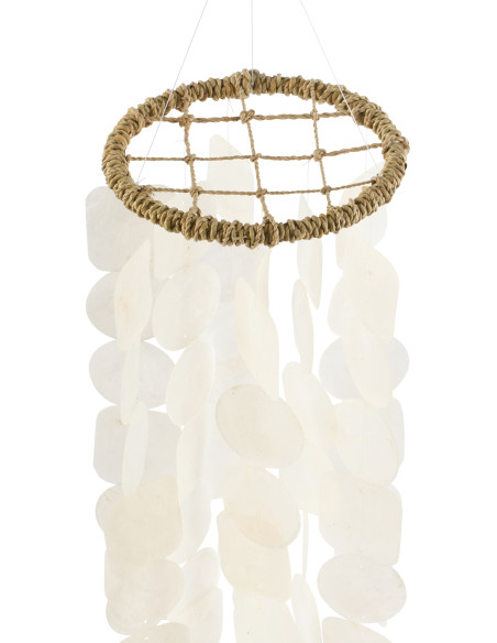 Carillon décoratif blanc en coquillages 15 x 70 cm Lisa