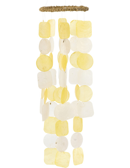 Carillon décoratif jaune en coquillages 15 x 70 cm Lisa