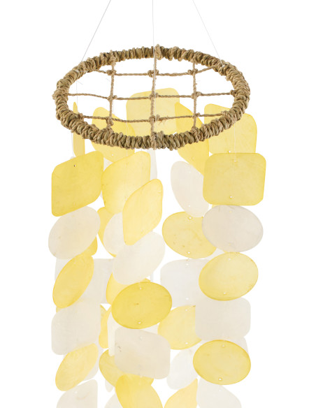 Carillon décoratif jaune en coquillages 15 x 70 cm Lisa