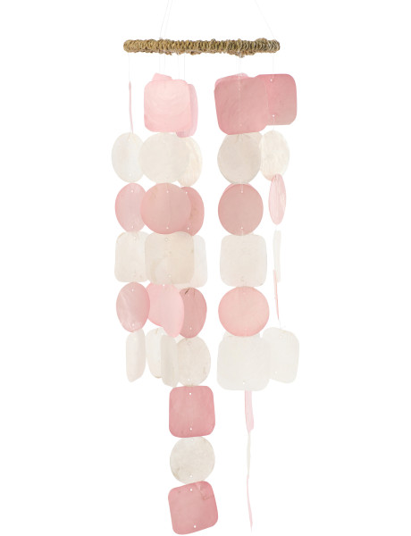 Carillon décoratif rose en coquillages 15 x 70 cm Lisa