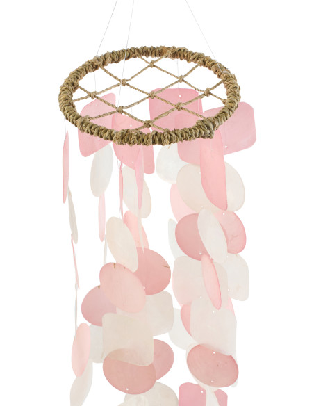 Carillon décoratif rose en coquillages 15 x 70 cm Lisa