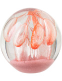 Presse-papier boule en verre orange et rose clair 8 cm Bulle